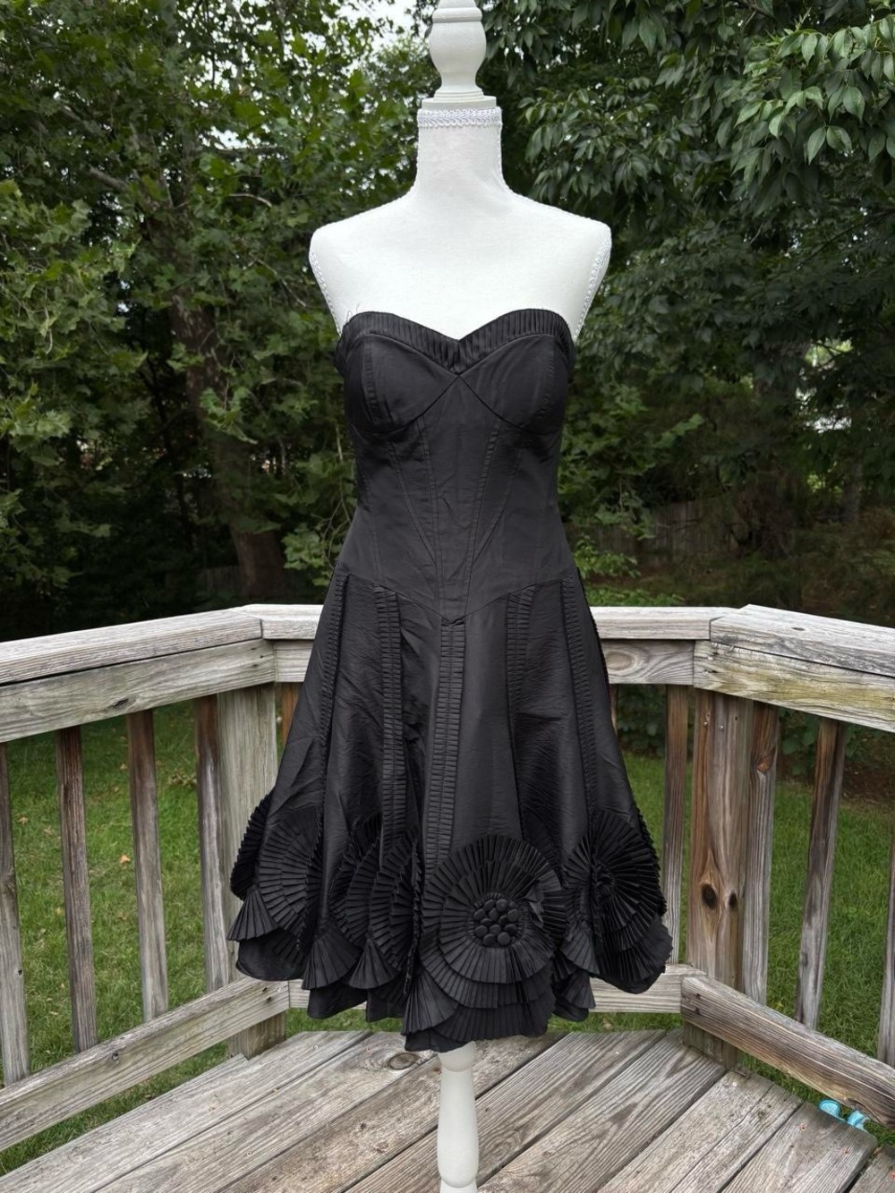Vintage black floral strapless cocktail dress from brand etoile